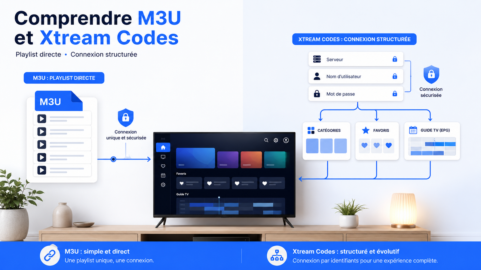Comprendre la différence entre M3U ou Xtream Codes