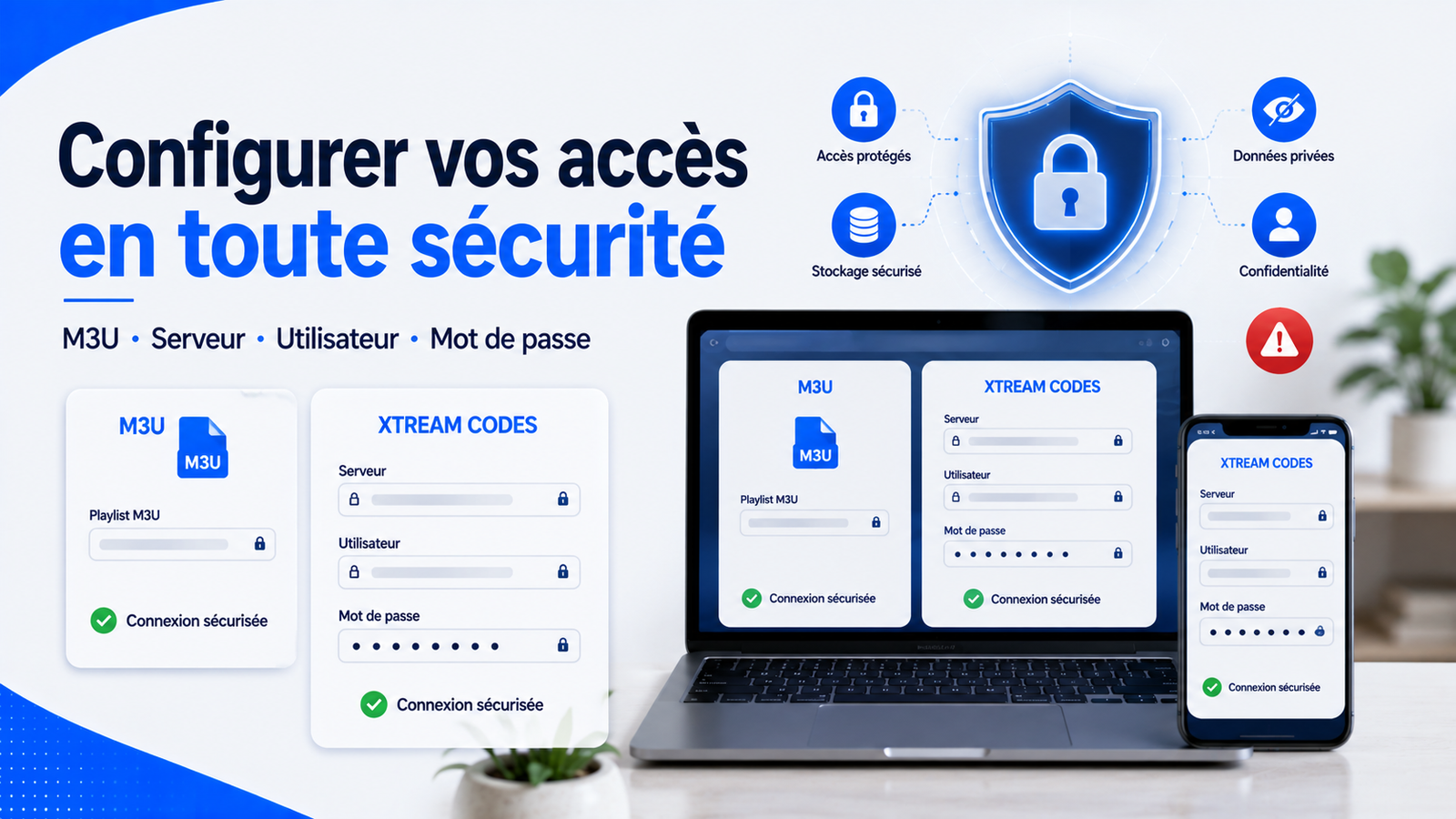 Configurer M3U ou Xtream Codes sans exposer les accès
